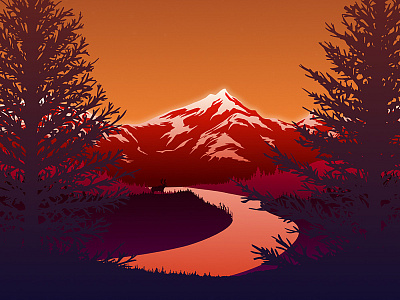 Red Mountains | Free Vector Poster