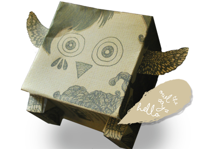the owl says hello illustration paper craft paper toy
