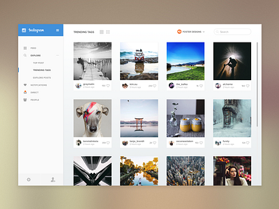 Instagram Web App branding clean concept design flat instagram material design minimal modern page layout ui ux
