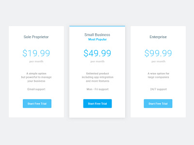 Minimal Pricing Table card pricing simple table ui ux web