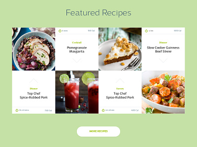 Featured Recipes Section article blog drink food fresh grid minimal post ui ux website