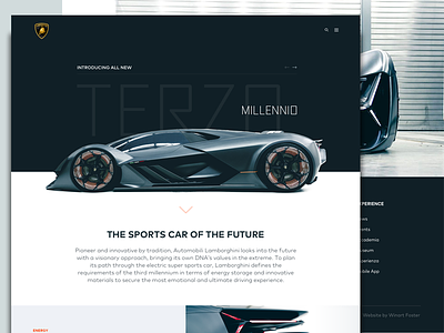 Lamborghini Terzo Millennio car concept lamborghini landing page minimal product ui web design website