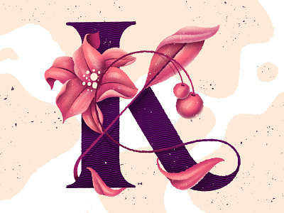 K floral floral design florals flower flower illustration flowers illustration letter lettering lettermark letters procreate typography