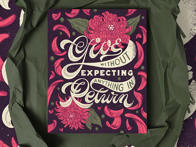 give without expecting anything in return floral floral illustration floral illustrations flower flower illustration handlettering illustration lettering lettering artist letters procreate retro retro design typography