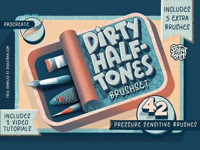 Dirty Halftones BrushSet brushes fish halftone halftones illustration lettering procreate procreate app procreate brushes procreateapp rough textures