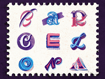 Barcelona Stamp barcelona dropcap illustration lettering lettering art lettering artist letters postcard stamp typography