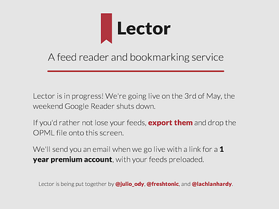 Lector pre-launch page