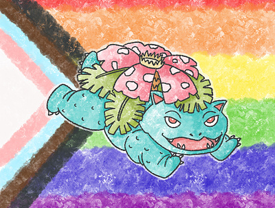 Overgrow with Pride fan art illustration ipad pro pokemon pride