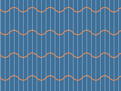 Corrugated Steel Beach blue lines orange pattern tile waves