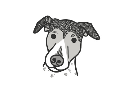 Cali animal art dog grayscale illustration
