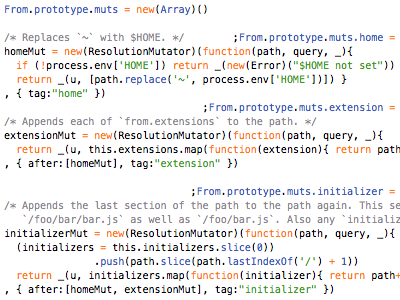 Nicknaming javascript source code text