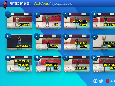 Physed Dances collection grid layout physed videos
