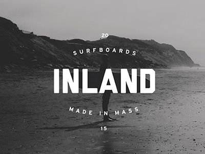 Inland Surfboards badge design graphic design logo typography
