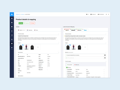 Product detail & mapping dashboard.