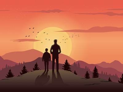 the most beautiful time with the father - illustration design flat graphic design illustration vector