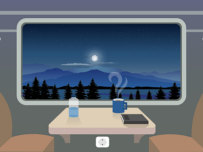 night on the train to the hometown - illustration design flat graphic design graphicdesign illustration vector