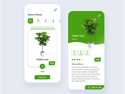 Plants App app app design application design green icons plant shop shopping app typography ui ux
