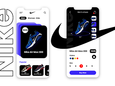 Nike App app app design application design icon icons logo nike nike air nike air max nike running nike shoes typography ui ux