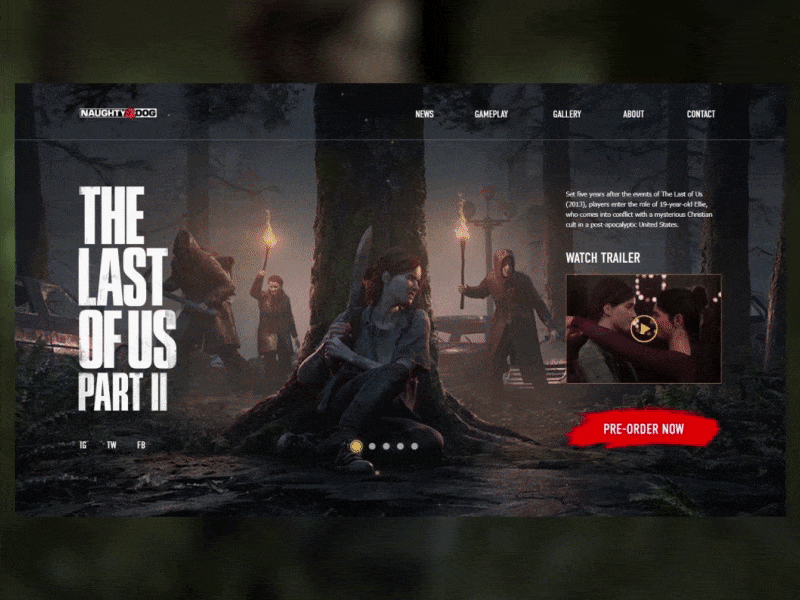 Website Design - The Last Of Us Part II aftereffects animation design game game art game design gaming gaming website ps4 the last of us ui ux videogames web website xd