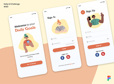 Daily Goals App | Daily UI Challenge 001 design minimal ui ux