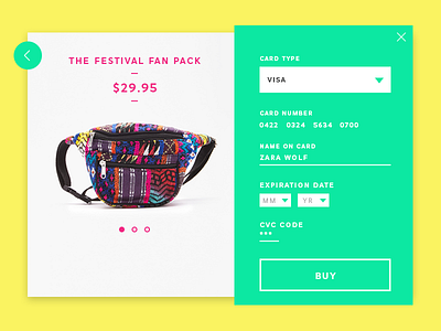 DAILY UI 002; CC Checkout checkout credit card daily ui edm fanny pack festival interface music neon photoshop ui ux
