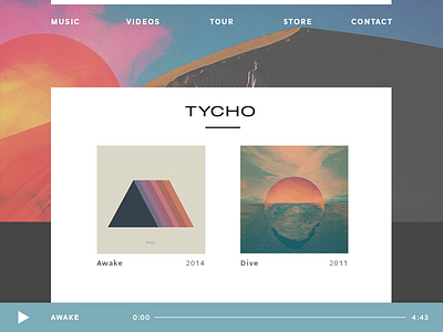DAILY UI #003; Landing Page 003 color daily ui edm landing page music player tycho ui ux webpage website