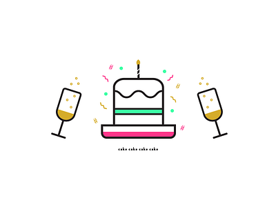 Cake Cake Cake adobe illustrator bubbly cake celebration champagne confetti happy icon illustrator neon vector