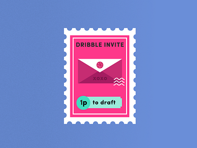 1 Dribbble Invite! design dribbble envelope illustrator invite stamp vector