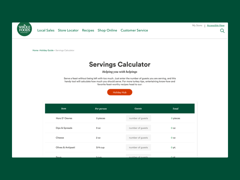 Servings Calculator