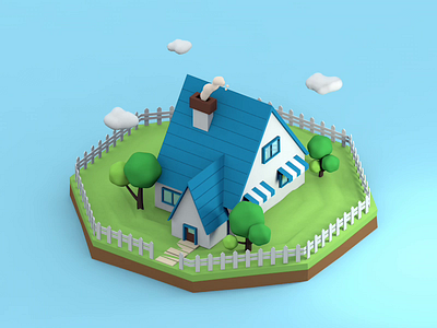 Lovely house 3d 3d animation c4d cinema 4d countryside holliday house illustration summer village