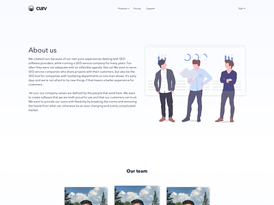 curv.io - About us page about us animation saas saas landing page staff team