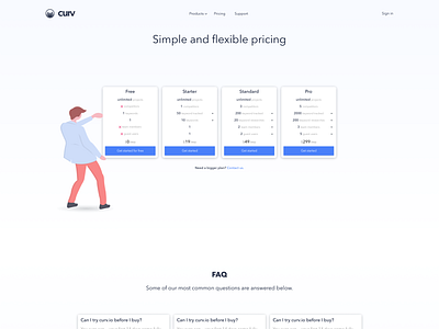 curv.io - Pricing page app flat design price table pricing pricing page pricing plan pricing table saas saas landing page vector