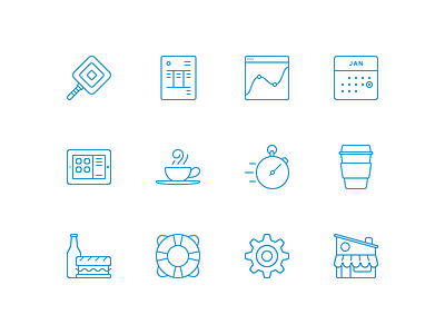New Square Icons analytics cafe calendar coffee cup invoice ipad reader sandwich settings stopwatch store support