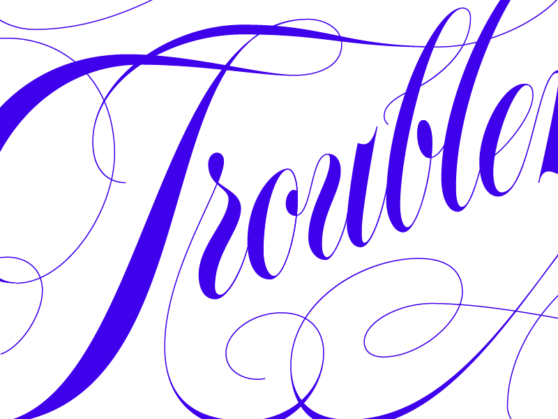 troublemaker (wip) hand lettering illustrator lettering script spencerian vector