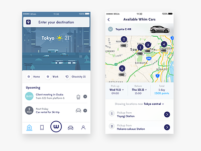 Mobility as a service app car illustration map mobility transportation ui