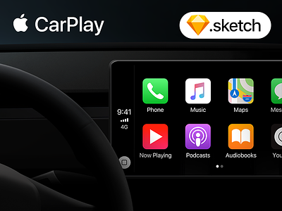 Download CarPlay Sketch template apple car carplay freebie mockup sketch template ui