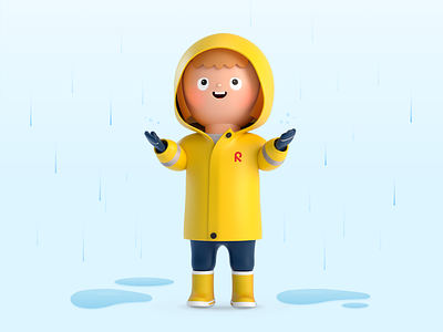 There is no such thing as bad weather! 3d character illustration kids mobileapp
