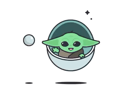 Baby Yoda animation app art brand character design flat icon illustration illustrator minimal mobile vector web website