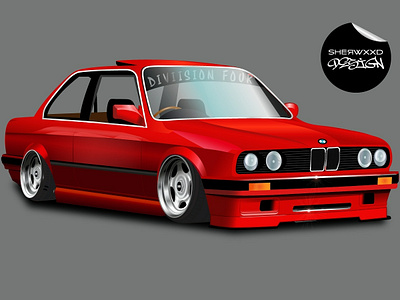 BMW E30 bbs bmw car e30 modified car stance vector vector artwork
