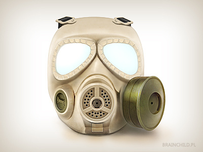 Gas mask brainchild brainchild.pl game gas green helmet icon mask military rafal urbanski rafał urbański white