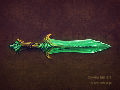 Glass Sword (SKYRIM FANART) brainchild brainchild.pl concept art fanart game icon icon icon desiger item rafal urbanski rafał urbański skyrim sword