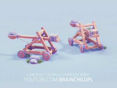 [ Youtube VIDEO ] 3d Model - Low Poly Catapult | Blender 2.8