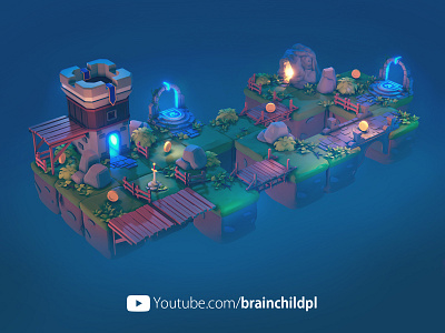 PART 7: Night View - Blender & Unity - 3d Low Poly Game Art 3d 3d game art 3d rendering brainchildpl cave game art game design low poly lowpoly lowpoly3d lowpolyart night render sword tiles tutorial unity unity game video youtube