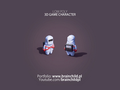 Low Poly 3d Game Character in a protective suit