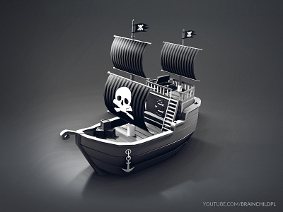 Low Poly PIRATE SHIP Blender 2.90 | 3d Game Asset 3d 3d art 3d artist 3d design 3d game design black white blender boat flag low poly 3d low poly art lowpoly lowpoly3d lowpolyart lowpolygon pirate process ship skull tutorial