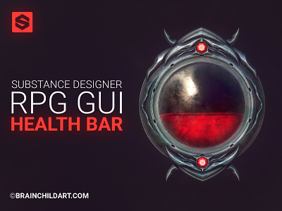 (Substance Designer) "Procedural" Node-based RPG GUI | No Bitmap 2d game design game interface game ui health bar hud design illustration node procedural rpg game health bar rpg gui rpg hud rpg interface rpg ui tutorial ui