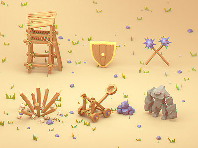 low poly icons (2x) 3d android brainchild brainchild.pl game golem icon illustration ios lowpoly troop unit