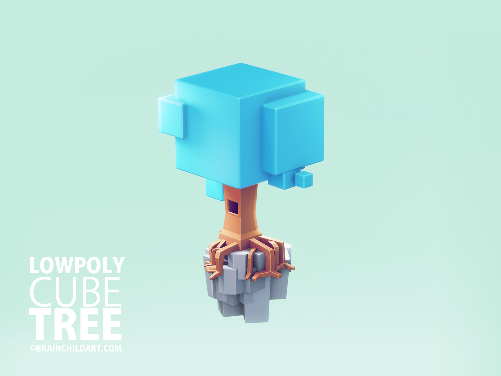 (Version 02) 3d Lowpoly Cube TREE model Blender 3d by Rafa?? Urba??ski