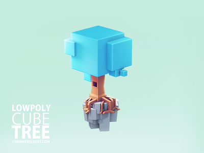 (Version 02) 3d Lowpoly Cube TREE model - Blender 3d