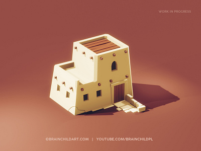 LOWPOLY Style | Flat Shading - Desert HOUSE | BLENDER 3D